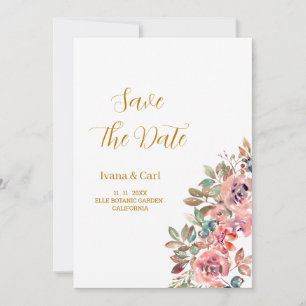 MARY Watercolor Rose Emerald Green Save The Date