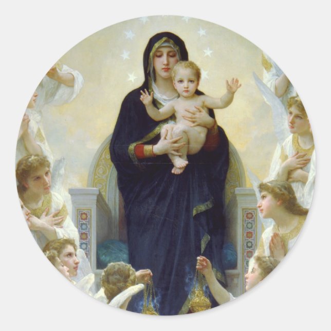 Mary with Angels - Regina Angelorum Classic Round Sticker (Front)