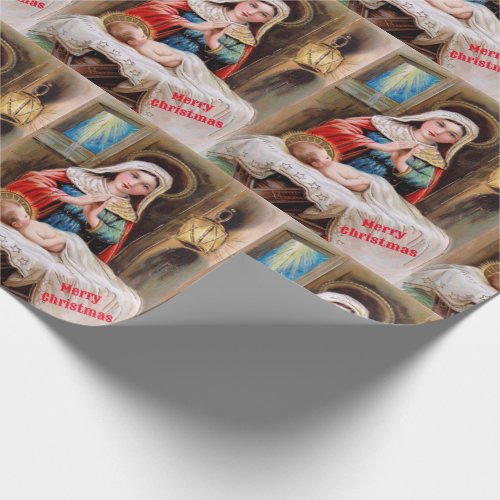 Mary with Baby Jesus Vintage Card Reproduction Wrapping Paper