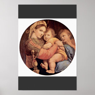 Mary With Christ Child And John The Baptist Tondo Poster