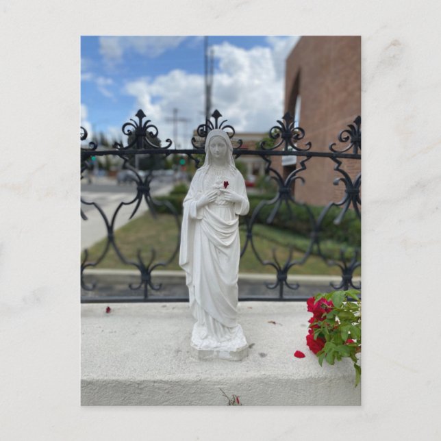 Mary with Heart Flower Petal Postcard (Front)