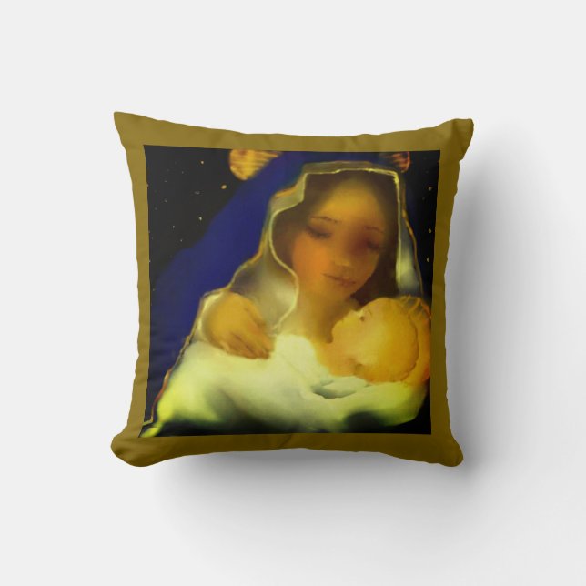 Mary With Jesus Throw Pillow (Front)
