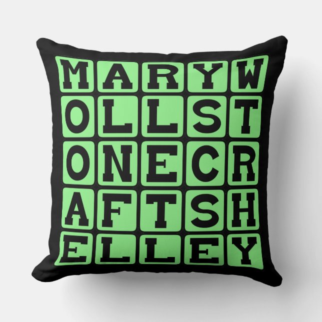 Mary Wollstonecraft Shelley, Frankenstein Author Throw Pillow (Front)