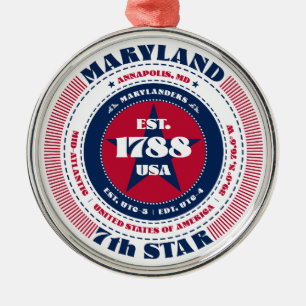 Maryland 7th State Christmas Ornament