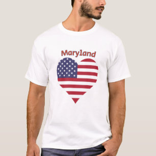 Maryland American Flag Heart T-Shirt