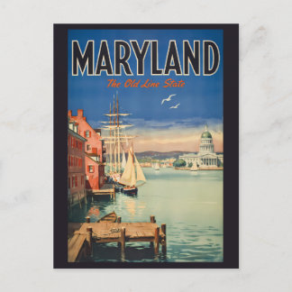 Maryland Annapolis Painterly Illustration Travel Postcard