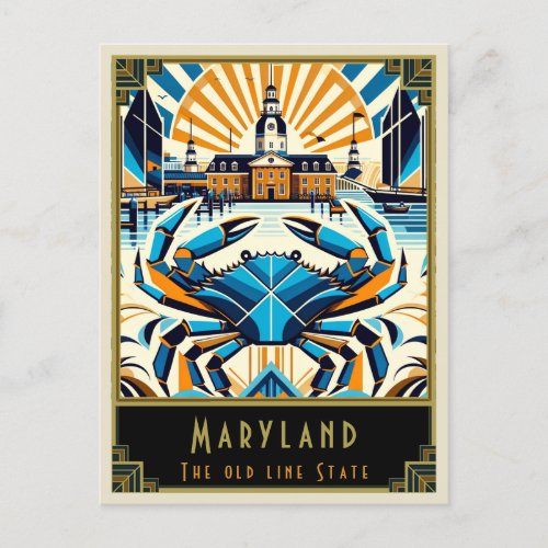 Maryland  Art Deco Postcard