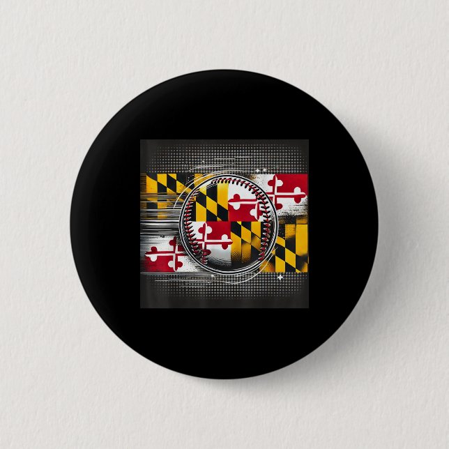 Maryland Baseball Player Design With State Flag Ar Button (Front)