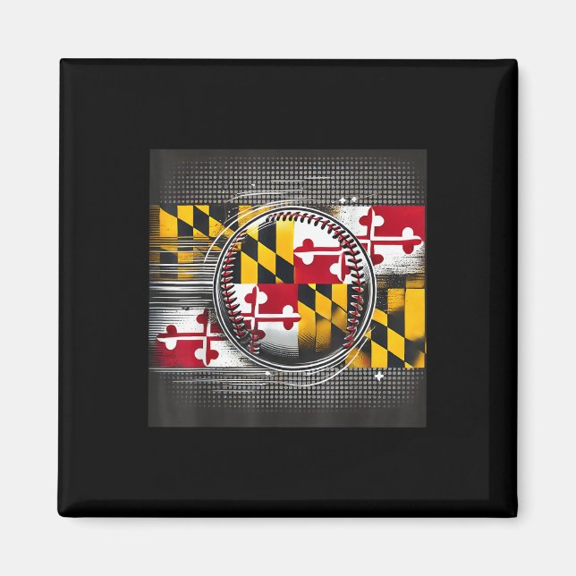 Maryland Baseball Player Design With State Flag Ar Magnet (Front)