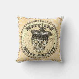 Maryland Biker Throw Pillow