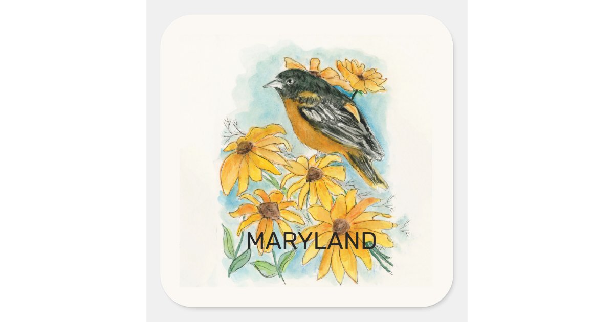 Maryland Flag & Black Eyed Susan Butterfly (Red & White) / Vintage