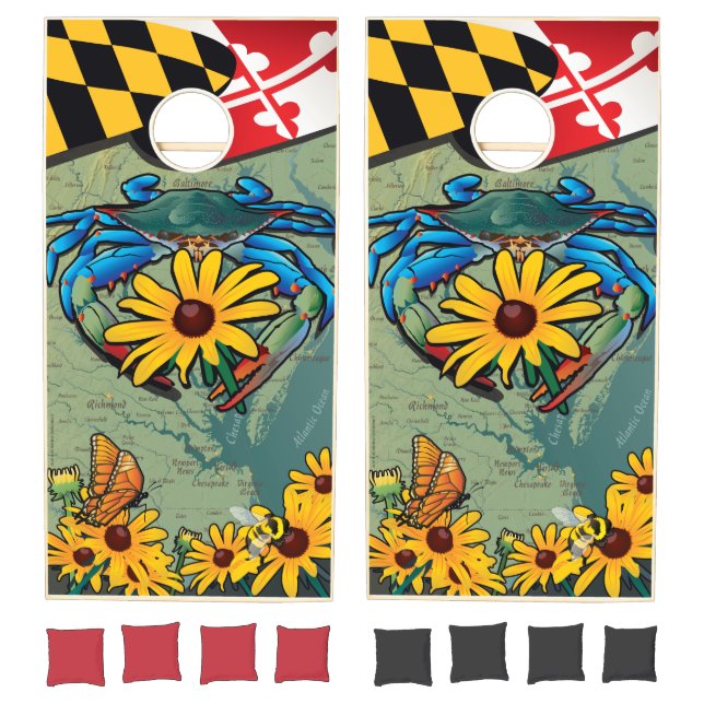 Maryland Blue Crab Black-Eyed Susan Cornhole Set (Set)
