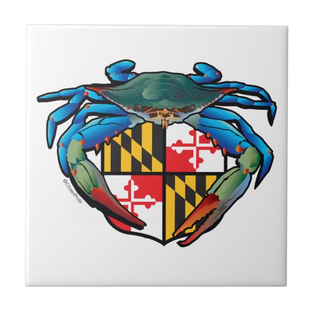 Maryland Blue Crab Crest Ceramic Tile (Front)