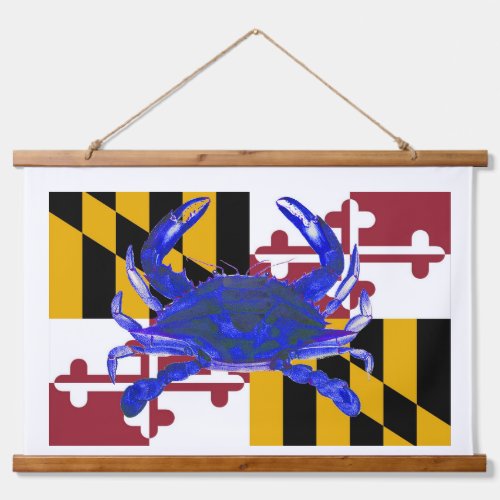 Maryland blue crab over the Maryland state flag Hanging Tapestry