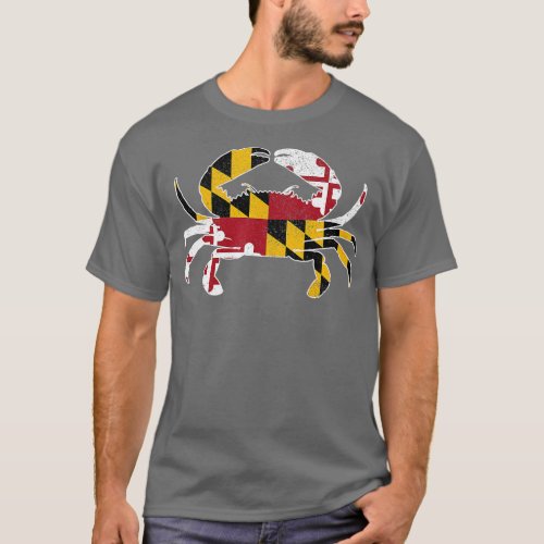 Maryland Blue Crab Vintage Maryland Flag Pride  T_Shirt