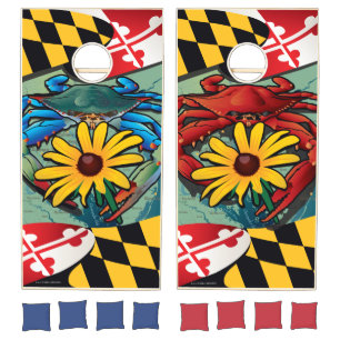 Maryland Blue VS Red Crab Black-Eyed Susan Cornhole Set