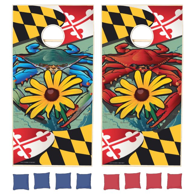 Maryland Blue VS Red Crab Black-Eyed Susan Cornhole Set (Set)