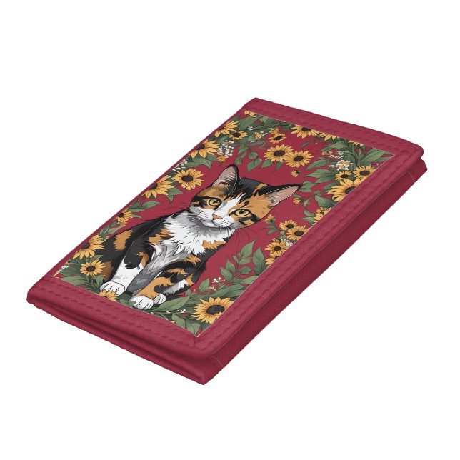 Maryland Calico Cat And Black Eyed Susan Flowers 3 Trifold Wallet (Bottom)