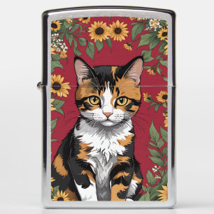 Maryland Calico Cat And Black Eyed Susan Flowers 3 Zippo Lighter