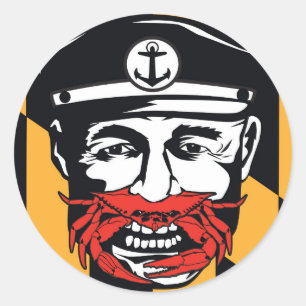 Maryland Captain Crab Classic Round Sticker