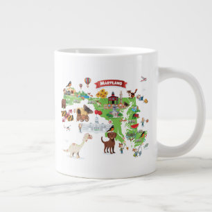 Maryland Cartoon Map Giant Coffee Mug