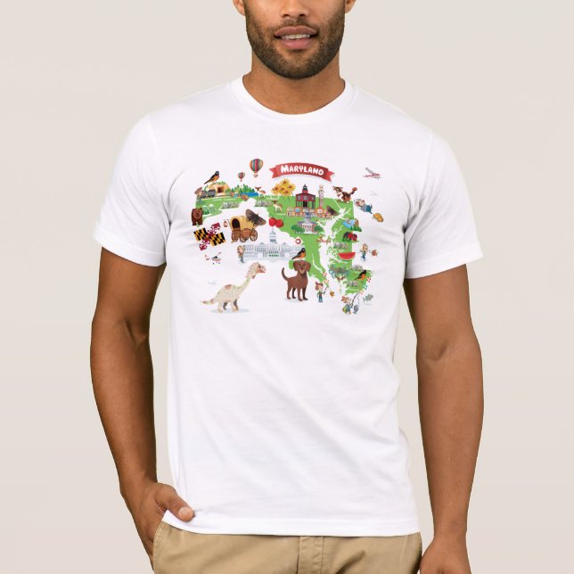 Maryland Cartoon Map T-Shirt (Front)
