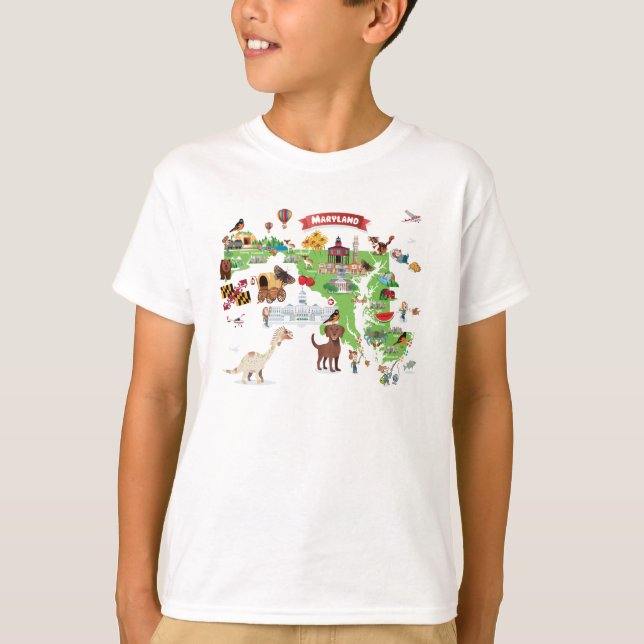 Maryland Cartoon Map T-Shirt (Front)