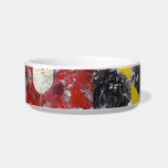Maryland Ceramic Pet Bowl<br><div class="desc">The Maryland state flag colors are incorporated together in this beautiful addition for your pet. What a dynamic look of red, black, yellow, and white meshed together for a beautiful look.</div>