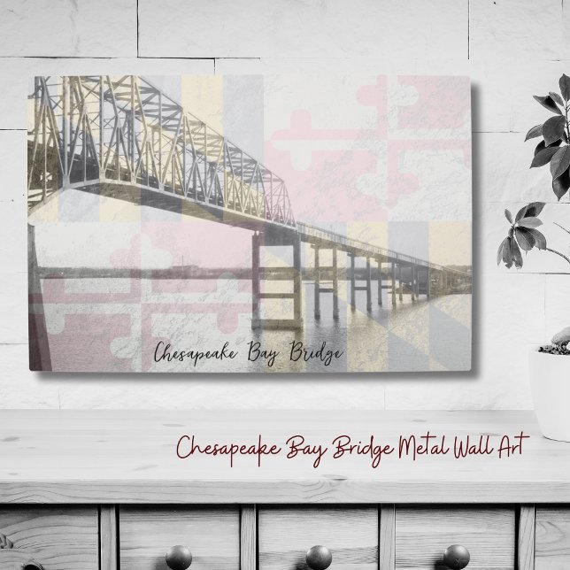 Maryland Chesapeake Bay Bridge Metal Wall Art (A unique personalized piece of metal art, featuring the Maryland Chesapeake Bay Bridge!)