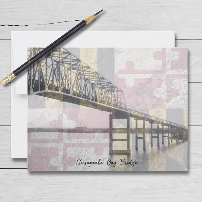 Maryland Chesapeake Bay Bridge Postcard (Send your family and friends a special note on these personalized Maryland Bay Bridge Notecards!)