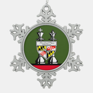 MARYLAND CHESS SNOWFLAKE PEWTER CHRISTMAS ORNAMENT