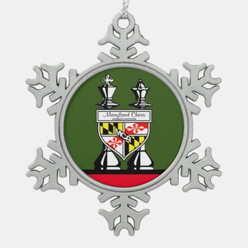 MARYLAND CHESS SNOWFLAKE PEWTER CHRISTMAS ORNAMENT