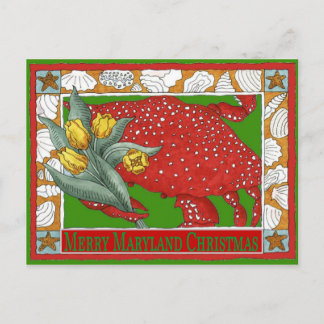 Maryland Christmas Crab Holiday Postcard