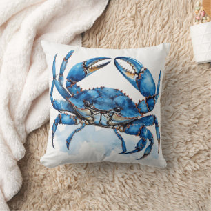 Maryland coastal blue crab throw pillow