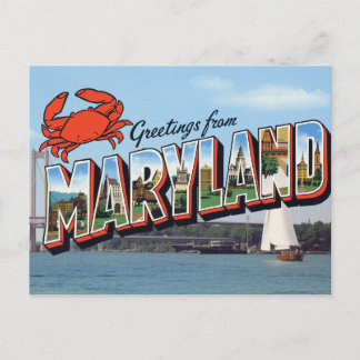 Maryland Crab Bridge Coastal Postcard