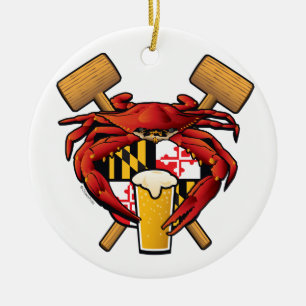 Maryland Crab Feast Crest Ceramic Ornament