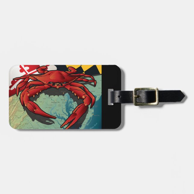 Maryland Crab Flag Luggage Tag (Front Horizontal)