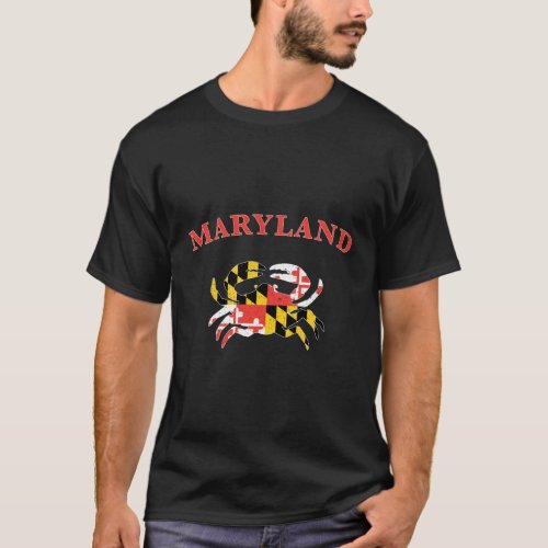 Maryland Crab Flag Pride Of The Chesapeake Distres T_Shirt
