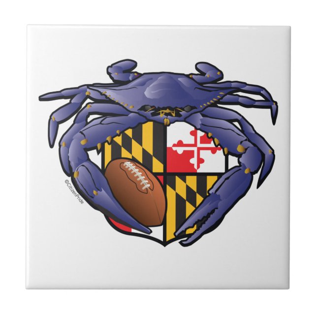 Maryland Crab Football Crest Ceramic Tile (Front)