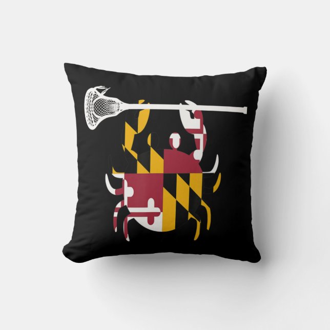 Maryland Crab Lacrosse Boys Stick LAX Sister Broth Throw Pillow (Front)