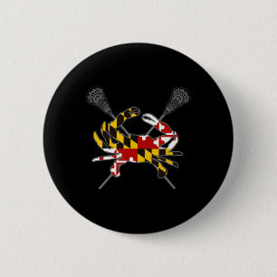 Maryland Crab Lacrosse Crossed Stick Md Flag Match Button