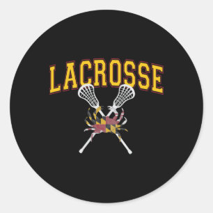 Maryland Crab Lacrosse Crossed Sticks Lax Md Flag Classic Round Sticker