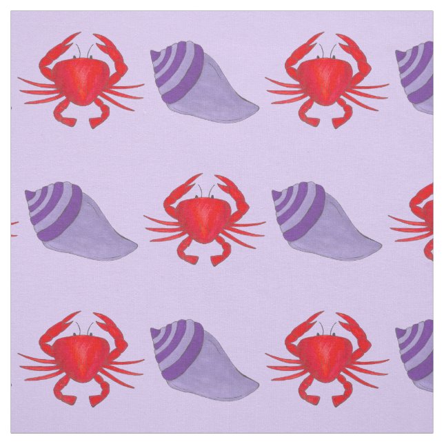 Maryland Crab Sea Shells Seashell Beach Ocean Fabric (Swatch)
