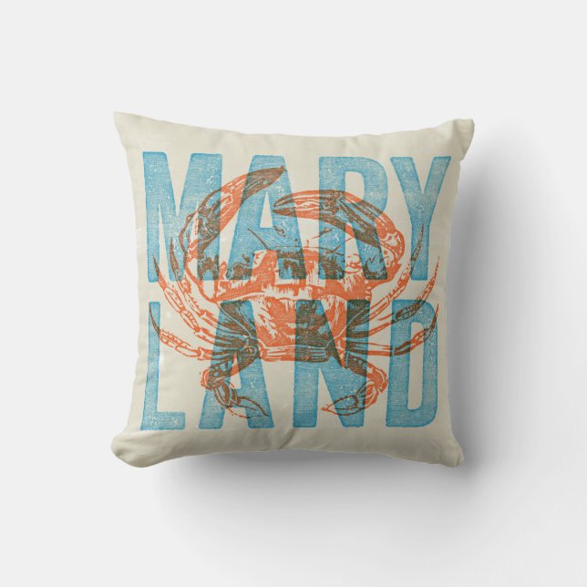 Maryland Crab Throw Pillow (Front)
