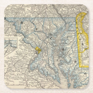 Maryland, DC, and Delaware Square Paper Coaster
