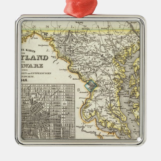 Maryland, Delaware Metal Ornament (Front)