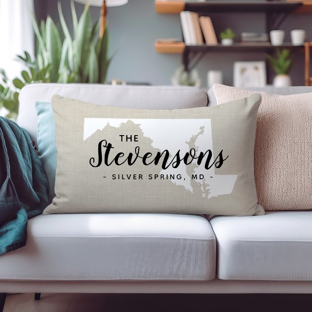 Maryland Family Monogram State Throw Pillow (Creator Uploaded)