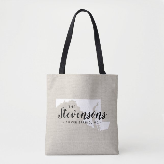 Maryland Family Monogram State Tote Bag (Front)