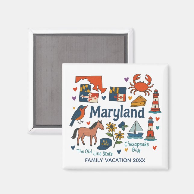 Maryland  Family Trip Keepsake Personalized Magnet (Front/Back)