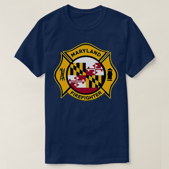Maryland Fire Department Firefighters Firemen T-Shirt (Design Front)